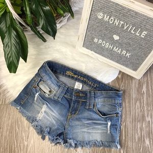 Blue Asphalt Distressed Denim Jean Shorts Cutoffs